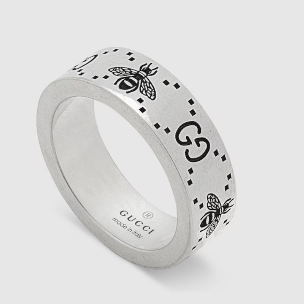 GUCCI GG AND BEE ENGRAVED RING - SIZE 21 FULL SET - Picture 1 of 7